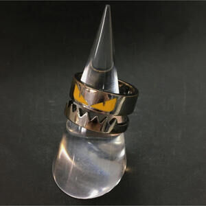 FENDI Bugs Monster Eye Ring Silver Tone Yellow Eyes Size 58 US 8.5